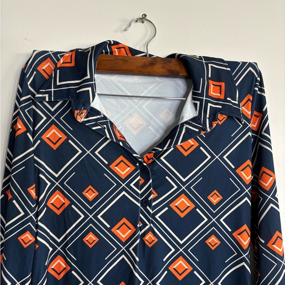 Zara mini long sleeve dress in color blue and orange size S - Picture 3 of 5